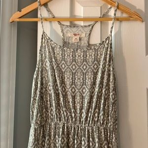 Grey and white maxi dress with lace trim